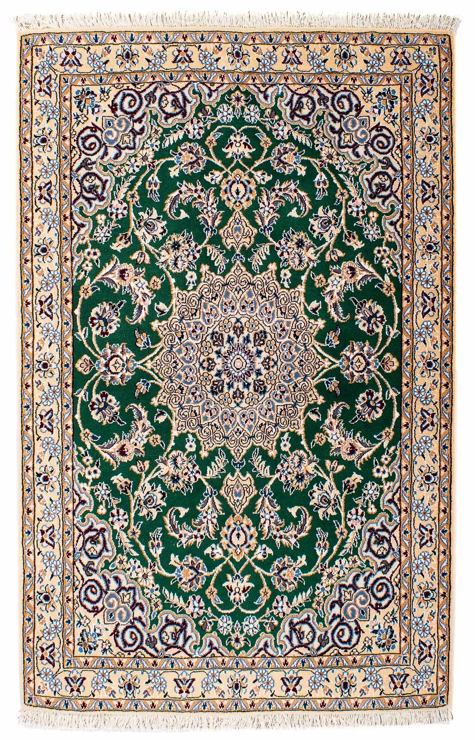 Alfombra Persa - Nain - Real - 148 x 101 cm - verde oscuro