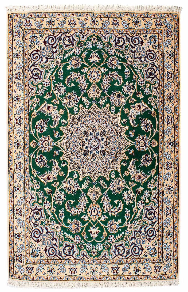 Alfombra Persa - Nain - Real - 148 x 101 cm - verde oscuro