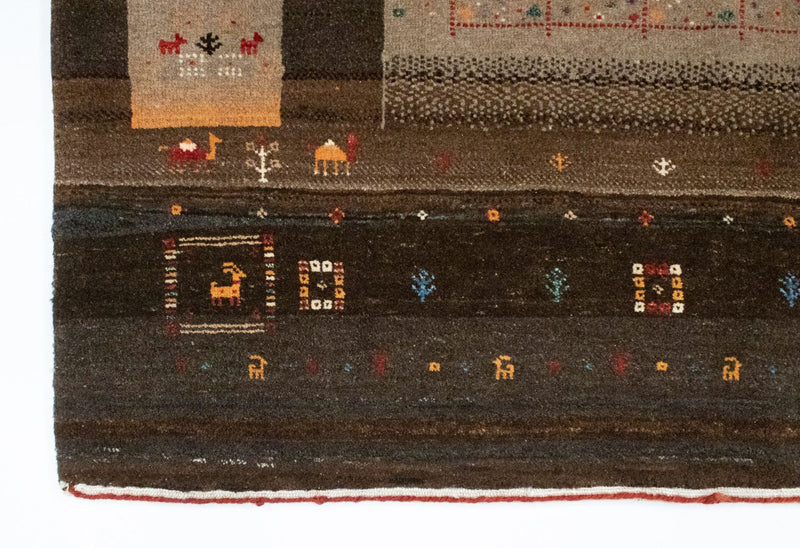 Alfombra Gabbeh - Loribaft Persa - 194 x 148 cm - marrón