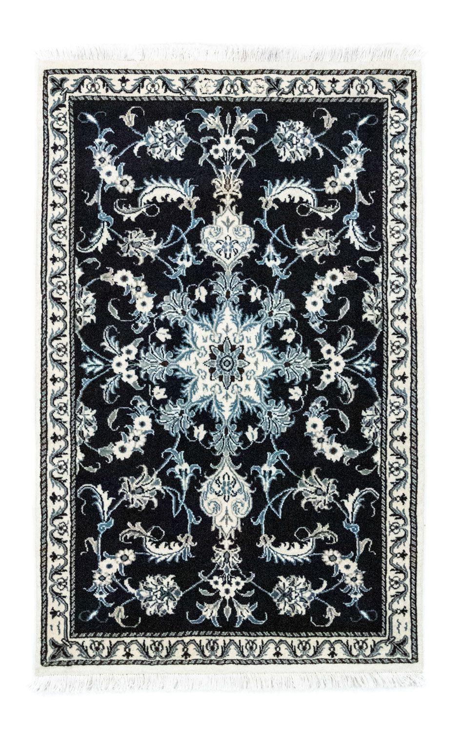 Alfombra persa - Nain - 136 x 90 cm - azul oscuro
