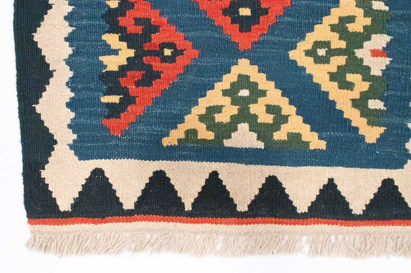 Alfombra de pasillo Alfombra Kelim - Oriental - 201 x 65 cm - azul