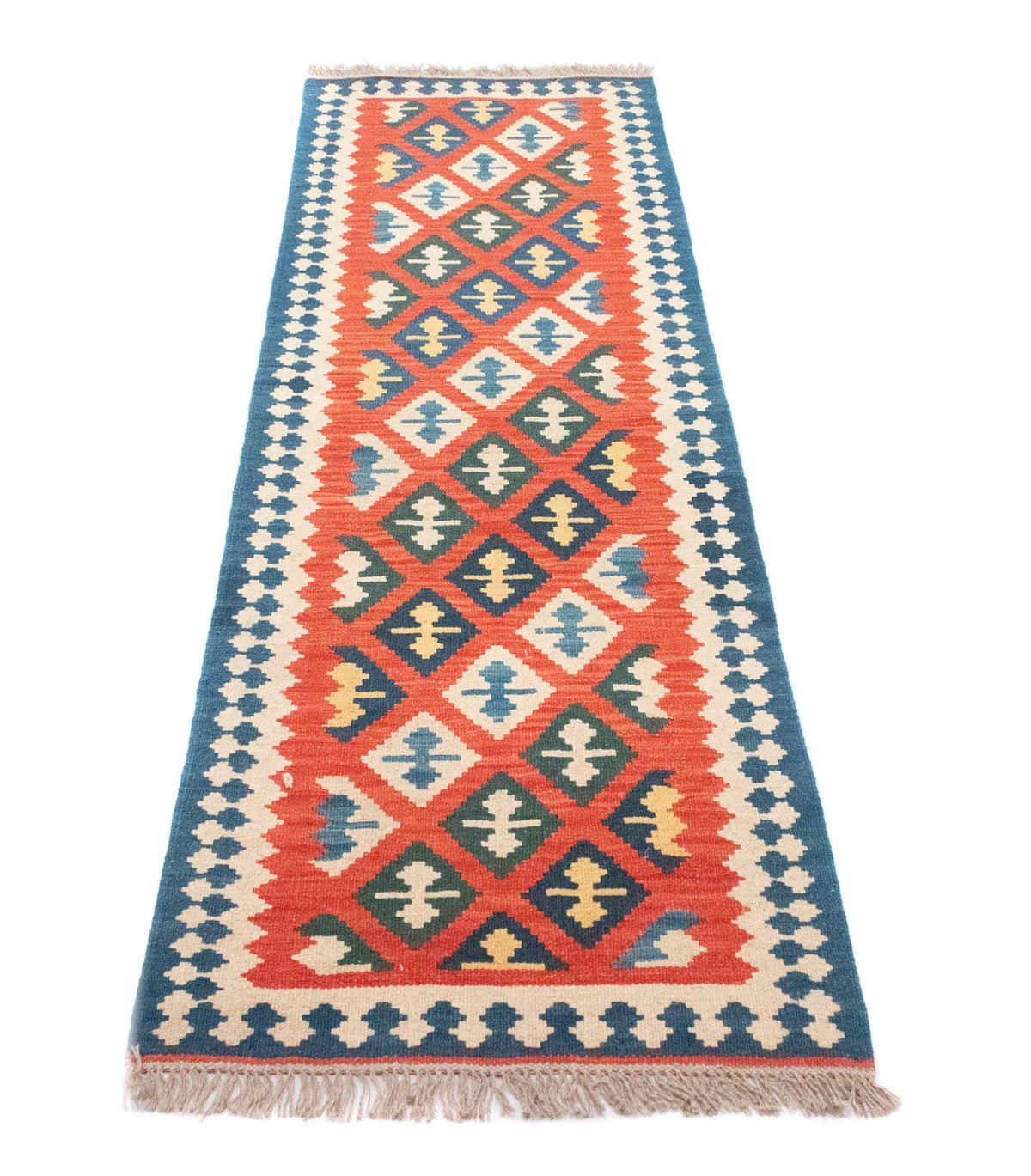 Alfombra de pasillo Alfombra Kelim - Oriental - 205 x 60 cm - naranja