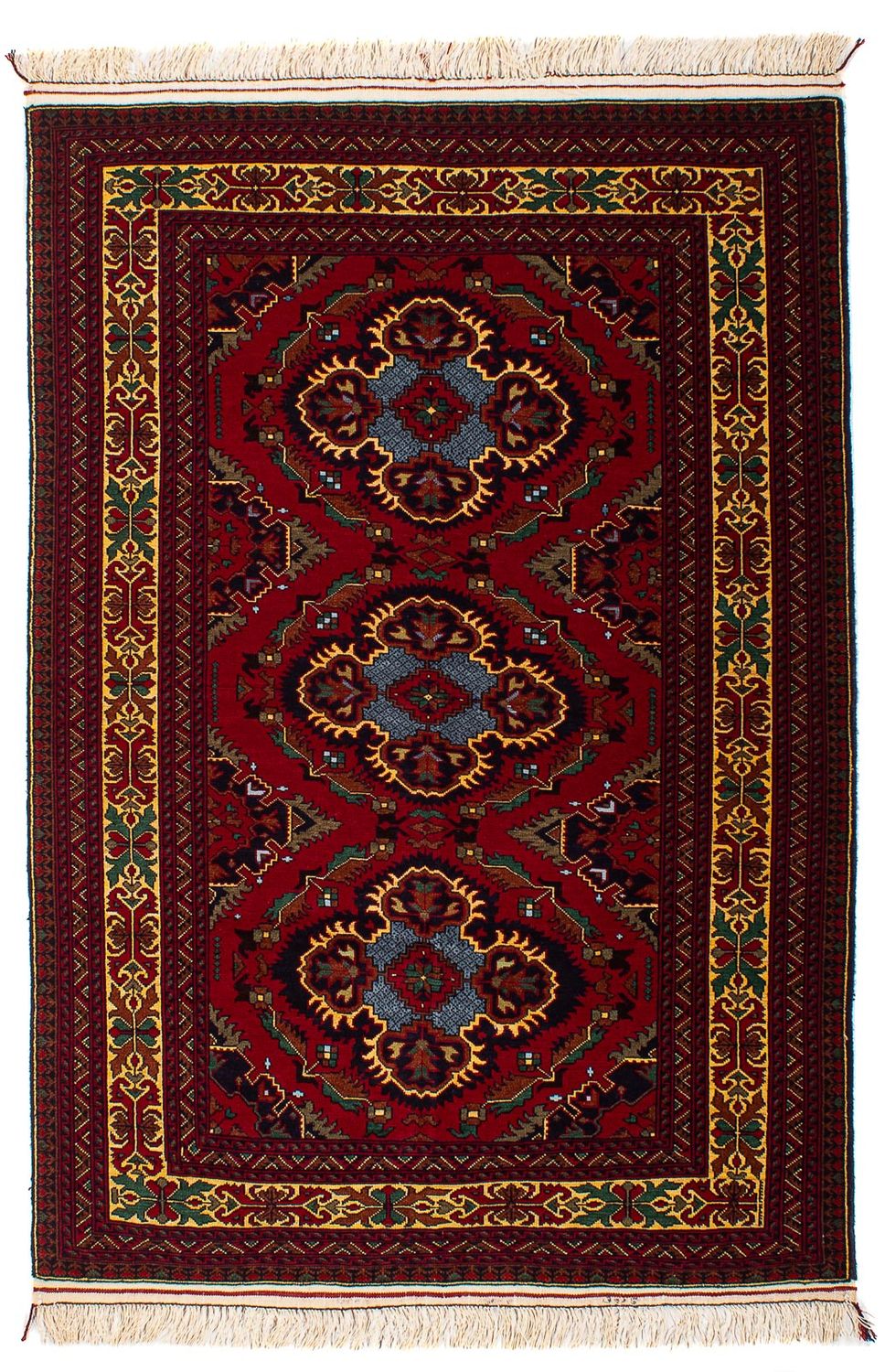 Alfombra afgana - 145 x 93 cm - rojo oscuro