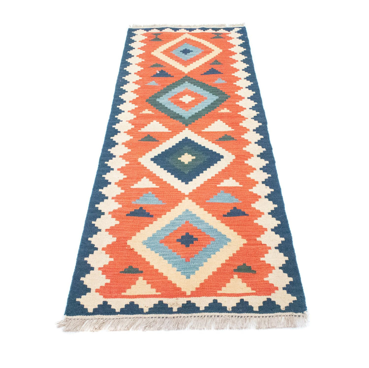 Alfombra de pasillo Alfombra Kelim - Oriental - 203 x 68 cm - naranja