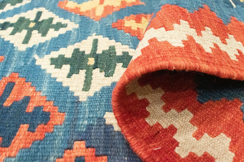 Alfombra de pasillo Alfombra Kelim - Oriental - 198 x 64 cm - azul