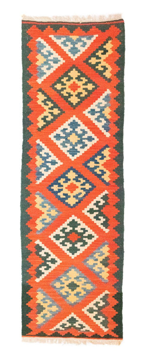 Alfombra de pasillo Alfombra Kelim - Oriental - 207 x 62 cm - naranja