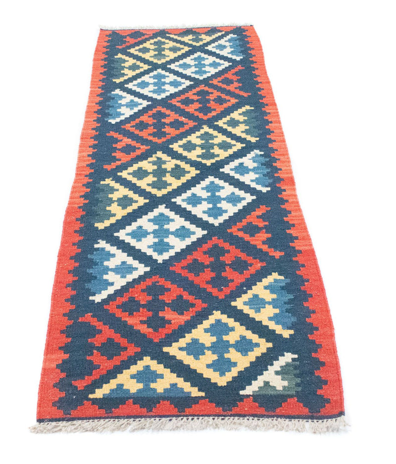 Alfombra de pasillo Alfombra Kelim - Oriental - 204 x 70 cm - azul