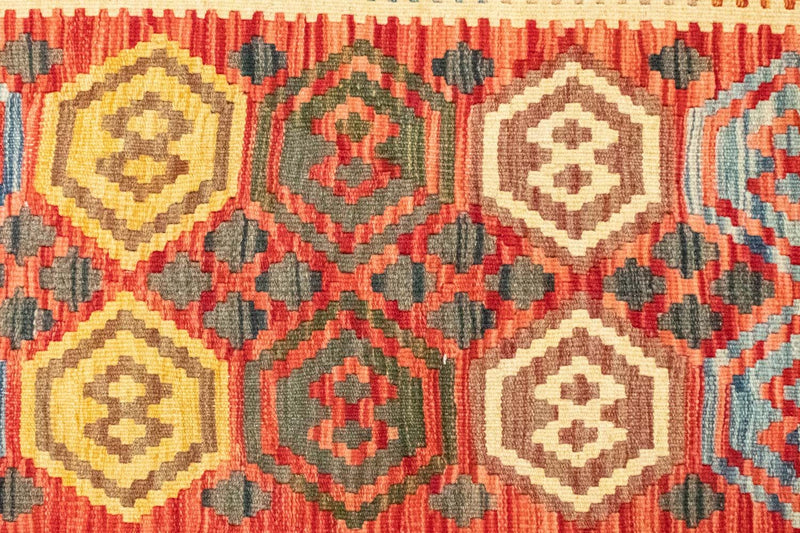 Alfombra de pasillo Alfombra Kelim - Oriental - 197 x 100 cm - naranja