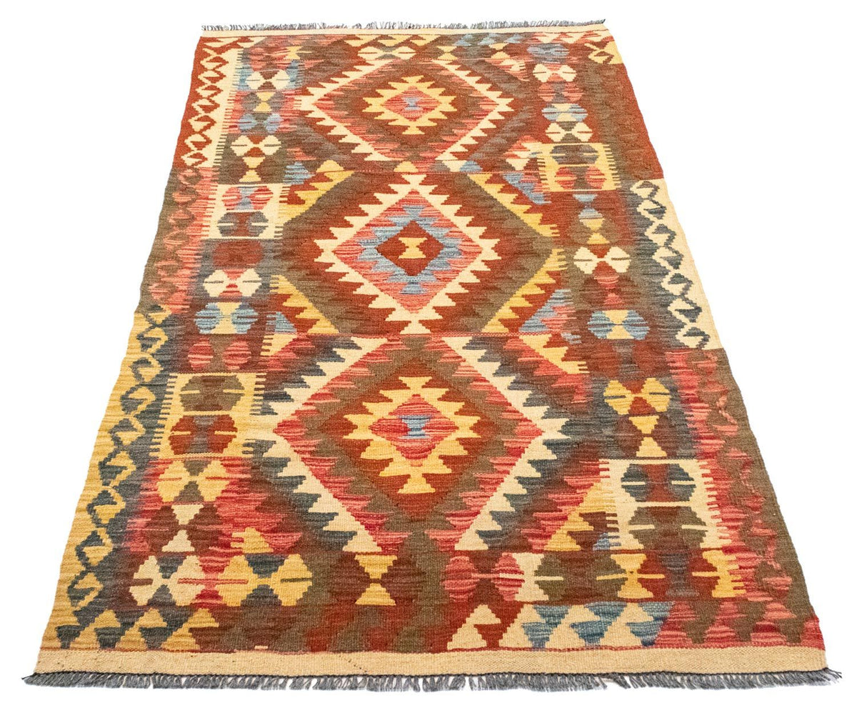 Alfombra de pasillo Alfombra Kelim - Oriental - 192 x 104 cm - naranja