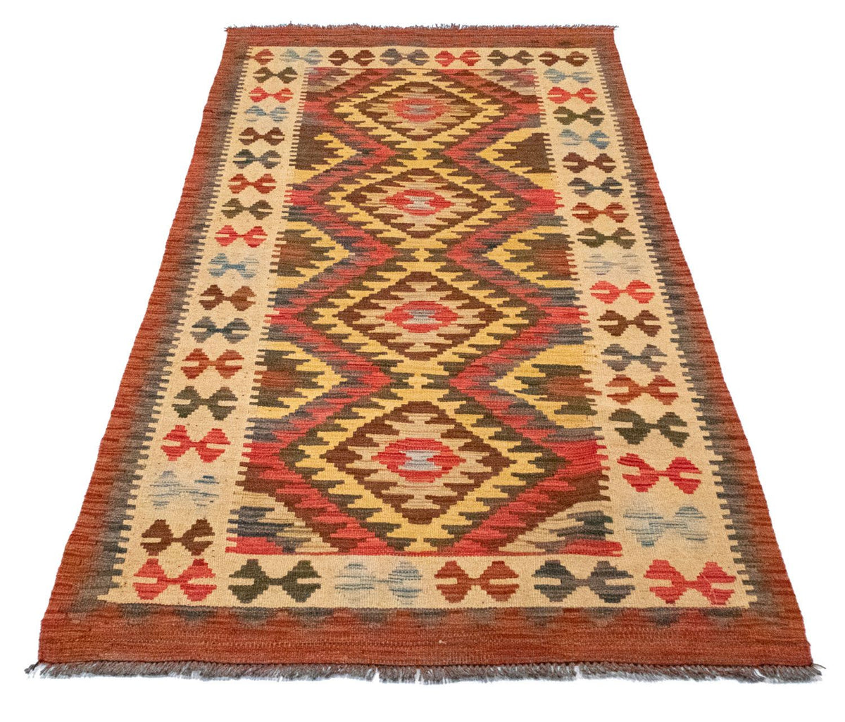 Alfombra de pasillo Alfombra Kelim - Oriental - 204 x 97 cm - naranja