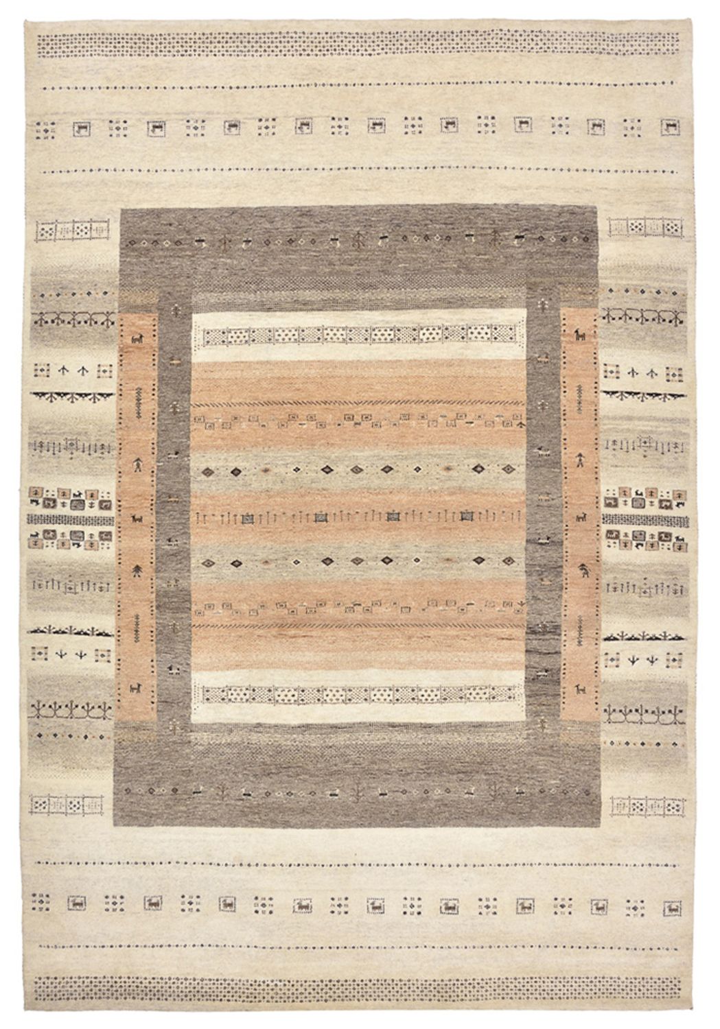 Alfombra Gabbeh - Loribaft Indus - 299 x 205 cm - beige oscuro