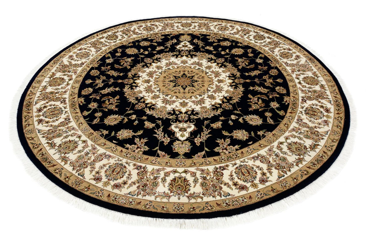 Alfombra oriental - Tabriz redondo  - 218 x 216 cm - azul oscuro