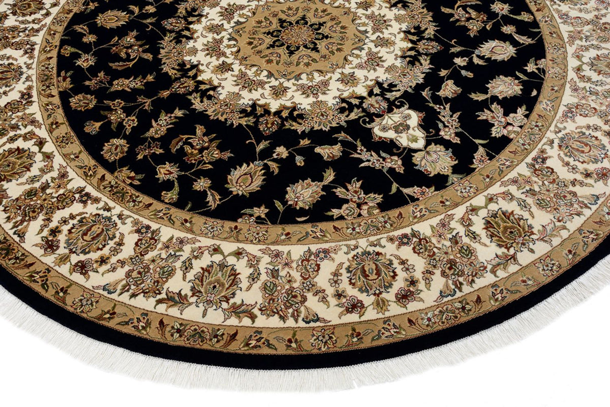 Alfombra oriental - Tabriz redondo  - 218 x 216 cm - azul oscuro