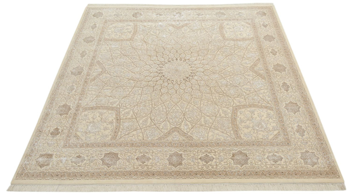Alfombra oriental cuadrado  - 251 x 249 cm - beige oscuro