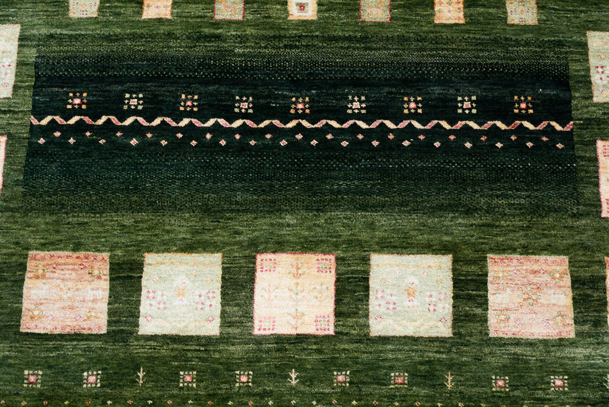 Alfombra Gabbeh - Loribaft Indus - 245 x 178 cm - verde