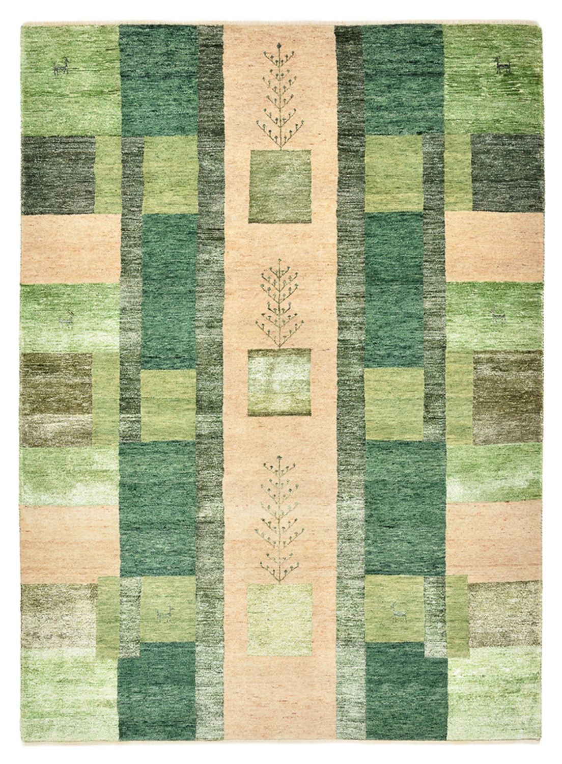 Alfombra Gabbeh - Loribaft Indus - 204 x 150 cm - verde