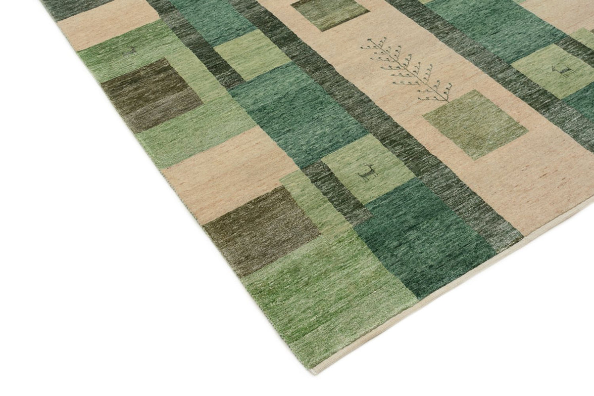 Alfombra Gabbeh - Loribaft Indus - 204 x 150 cm - verde