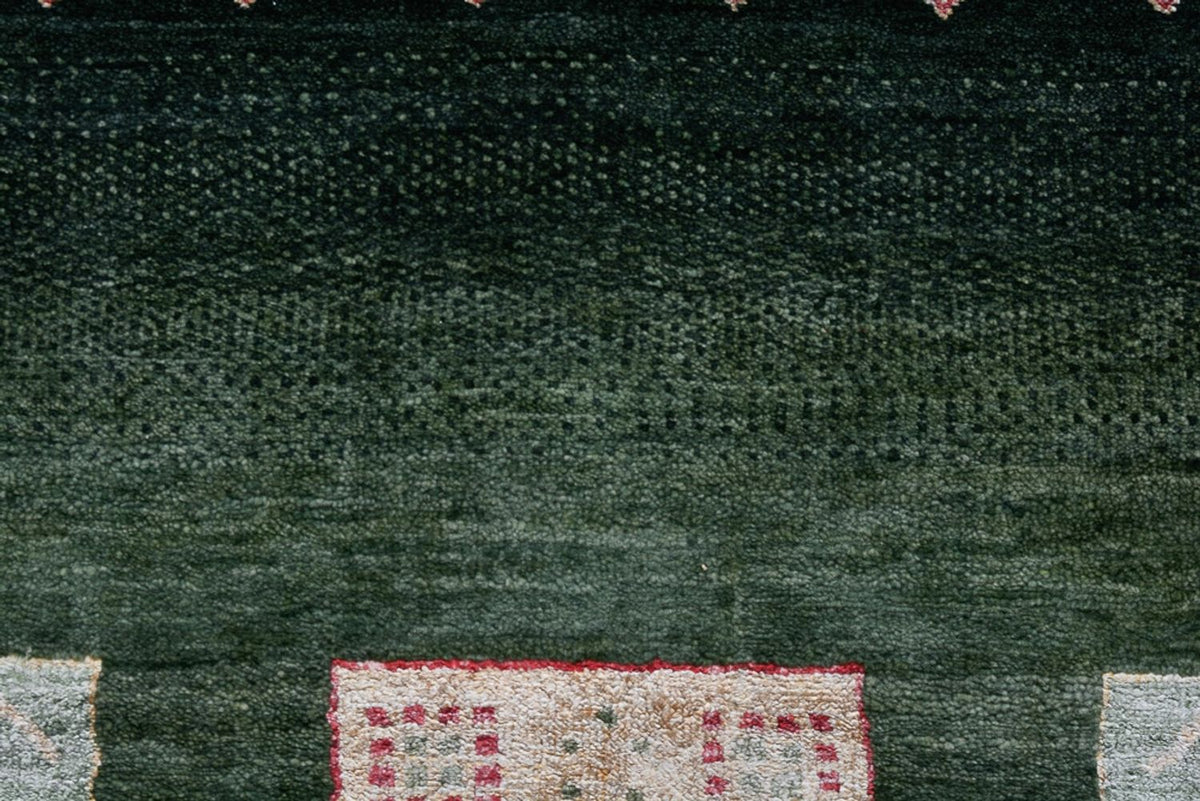 Alfombra Gabbeh - Loribaft Indus - 346 x 245 cm - verde