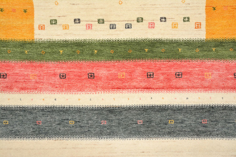 Alfombra de pasillo Alfombra Gabbeh - Loribaft Indus - 195 x 101 cm - beige claro