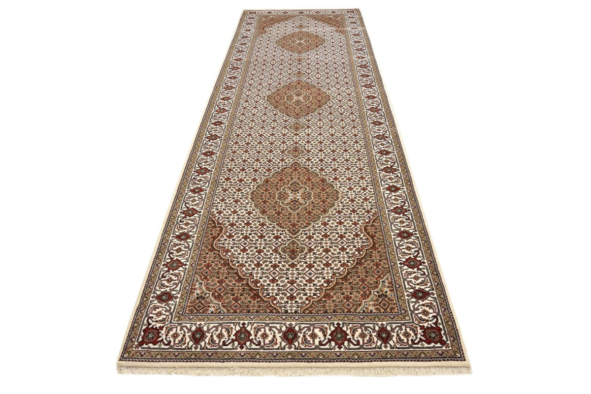 Alfombra de pasillo Alfombra oriental - Tabriz - 372 x 121 cm - beige claro