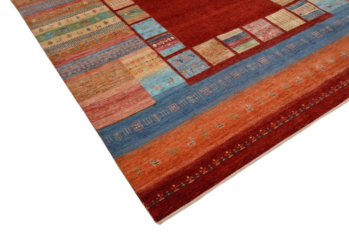 Alfombra Gabbeh - Loribaft Indus - 302 x 253 cm - rojo