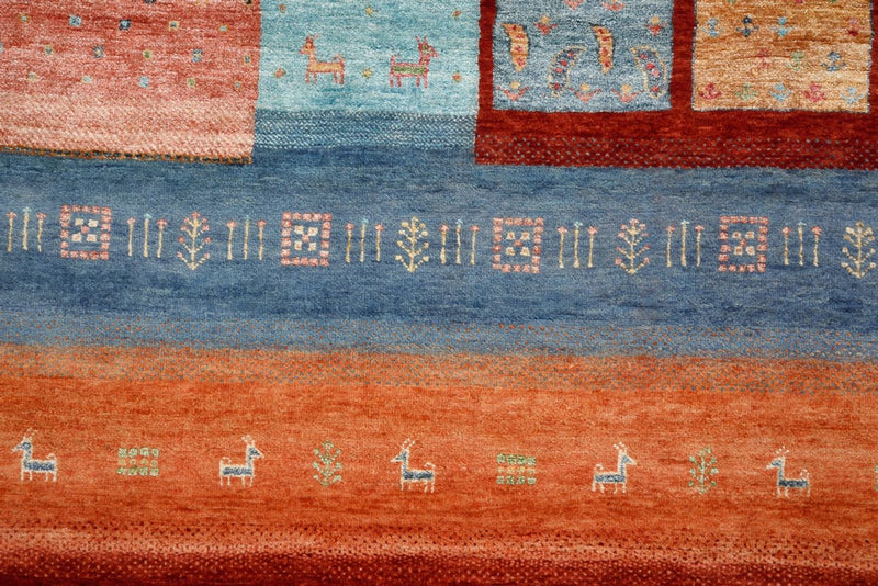 Alfombra Gabbeh - Loribaft Indus - 302 x 253 cm - rojo