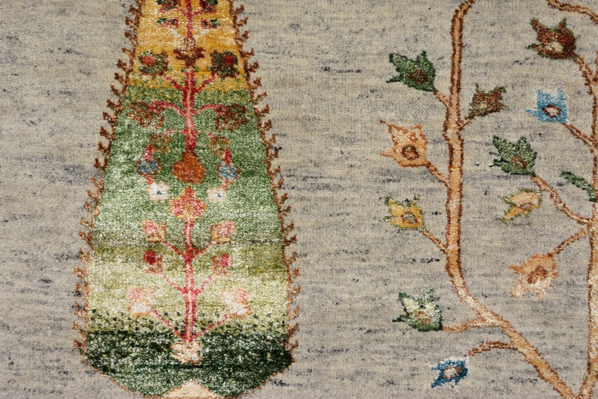 Alfombra Gabbeh - Loribaft Indus - 241 x 173 cm - gris claro