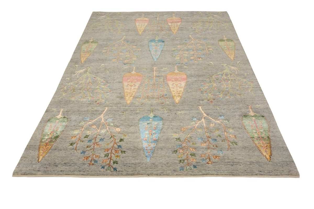 Alfombra Gabbeh - Loribaft Indus - 241 x 173 cm - gris claro