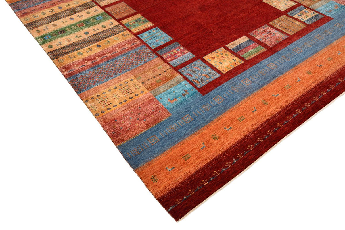 Alfombra Gabbeh - Loribaft Indus - 342 x 253 cm - rojo