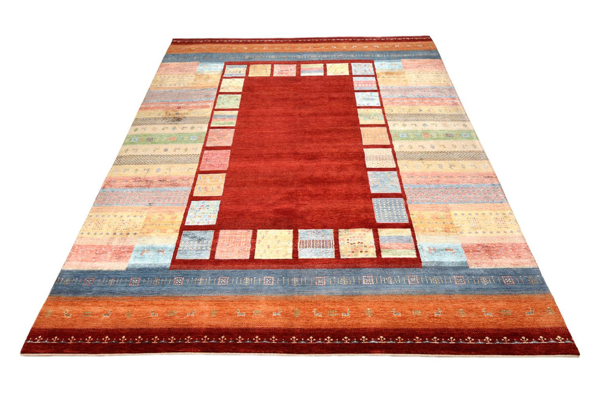 Alfombra Gabbeh - Loribaft Indus - 342 x 253 cm - rojo
