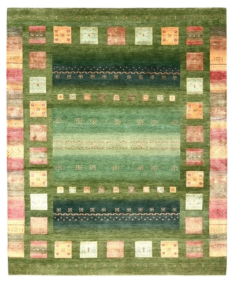 Alfombra Gabbeh - Loribaft Indus - 303 x 250 cm - verde