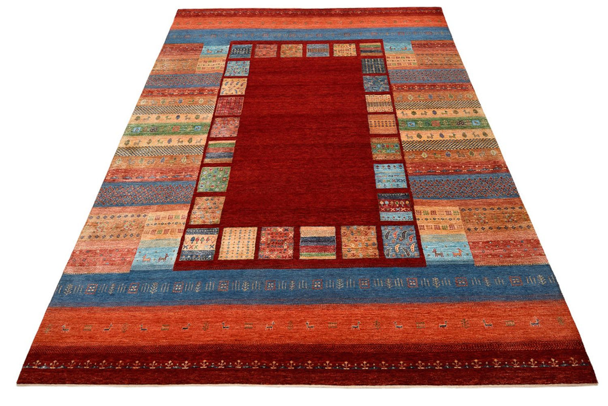 Alfombra Gabbeh - Loribaft Indus - 299 x 207 cm - rojo