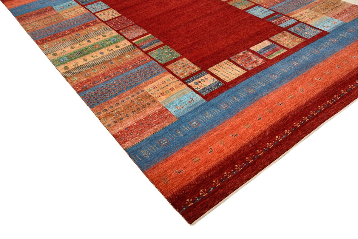 Alfombra Gabbeh - Loribaft Indus - 299 x 207 cm - rojo