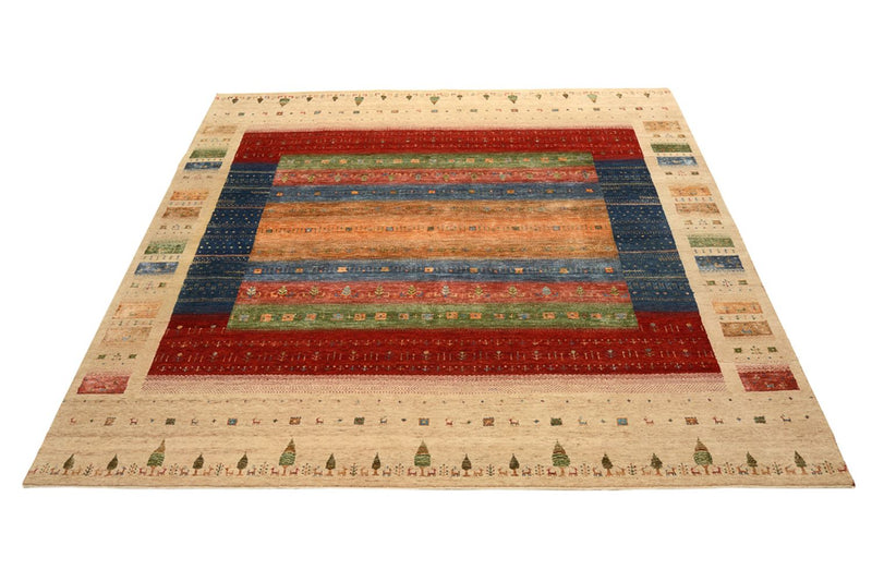 Alfombra Gabbeh - Loribaft Indus cuadrado  - 253 x 246 cm - multicolor