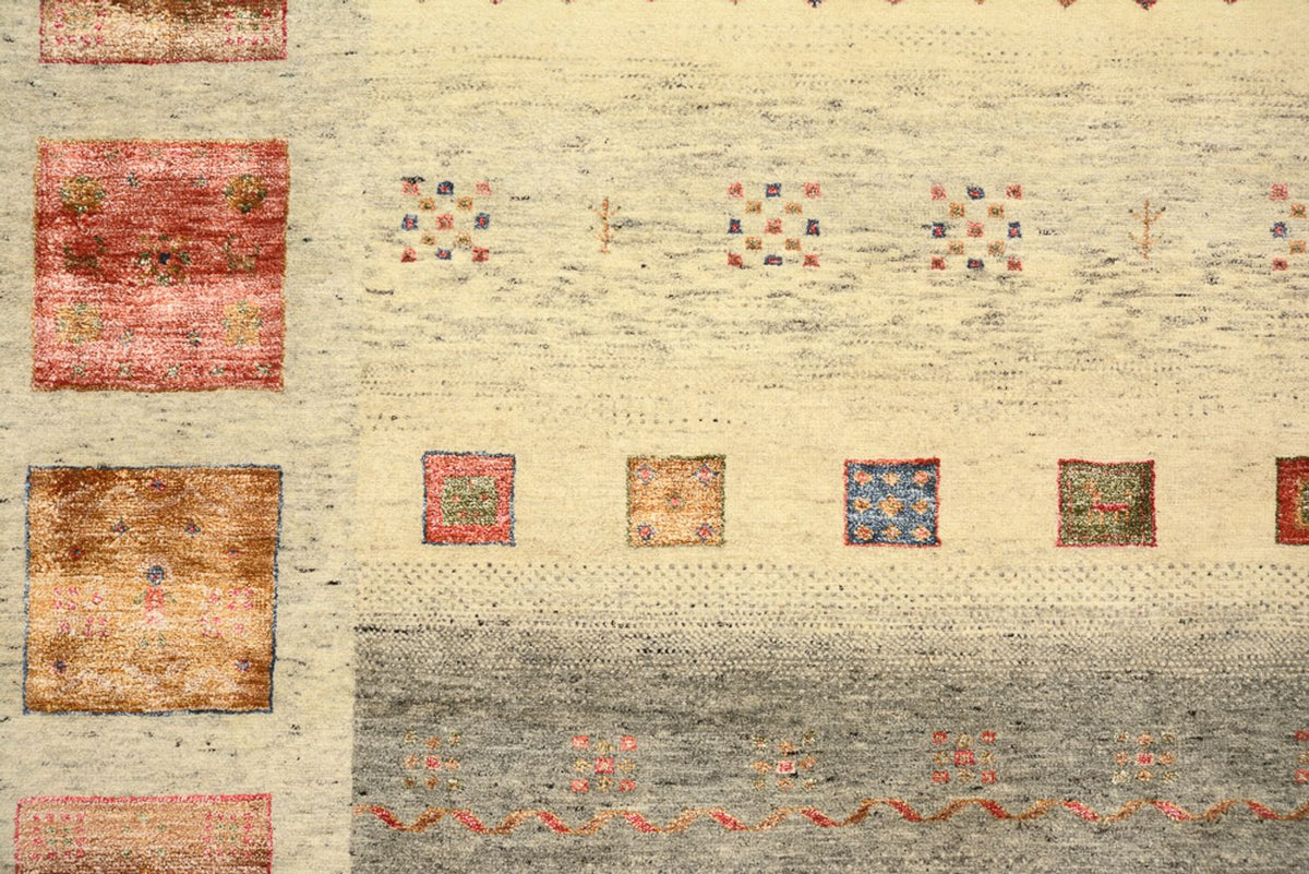 Alfombra Gabbeh - Loribaft Indus cuadrado  - 254 x 251 cm - beige claro