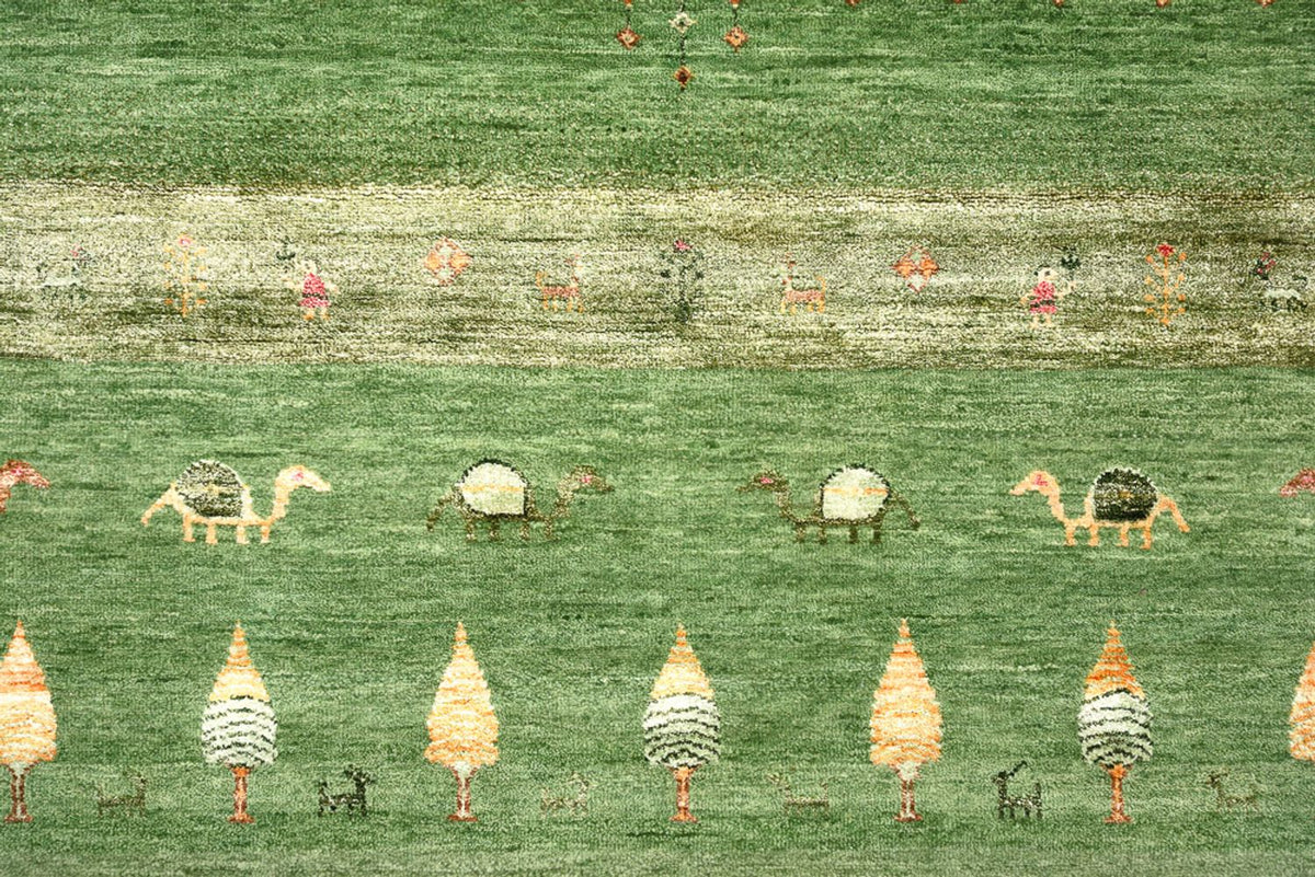Alfombra Gabbeh - Loribaft Indus - 246 x 206 cm - verde