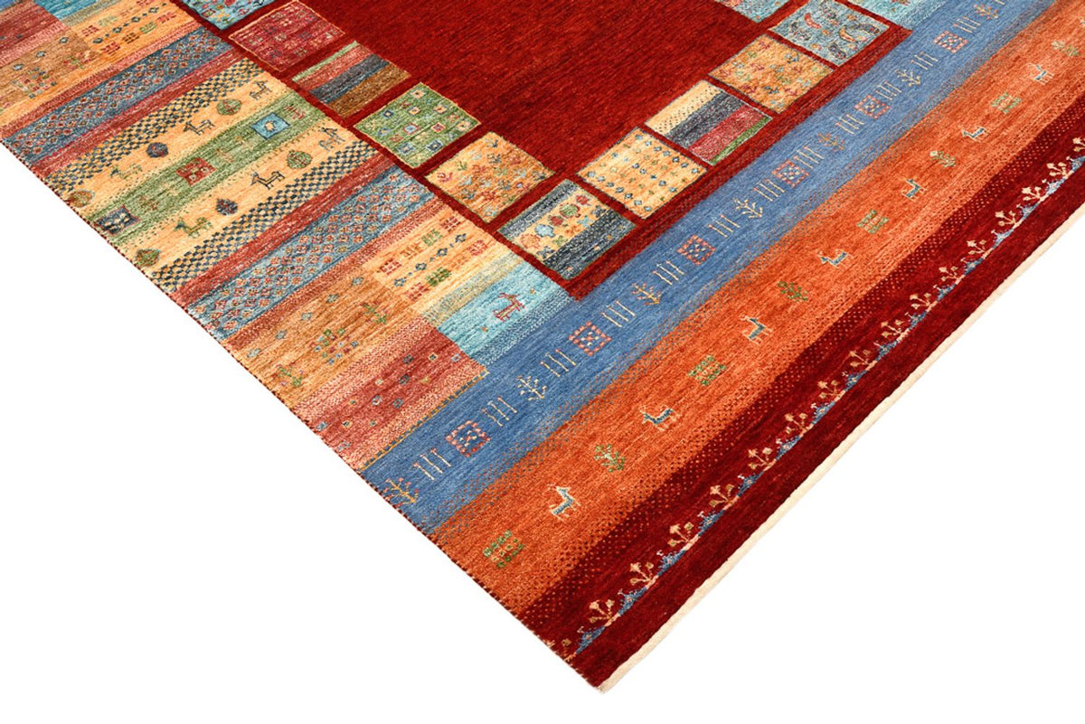 Alfombra Gabbeh - Loribaft Indus - 199 x 153 cm - rojo
