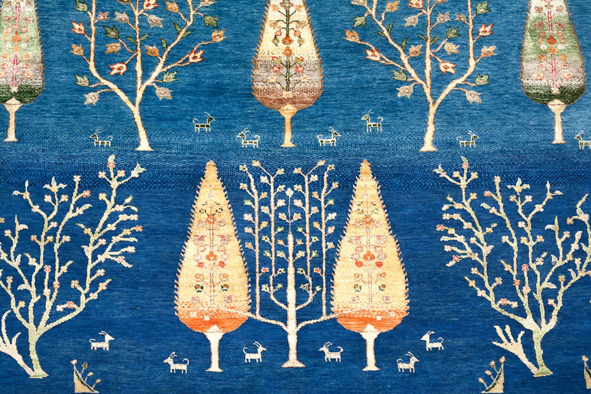 Alfombra Gabbeh - Loribaft Indus - 247 x 173 cm - azul marino