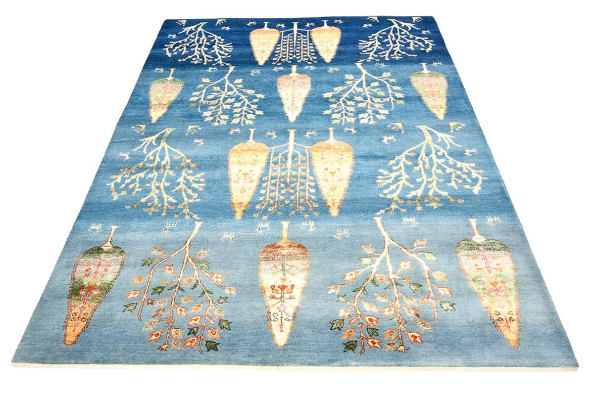 Alfombra Gabbeh - Loribaft Indus - 247 x 173 cm - azul marino