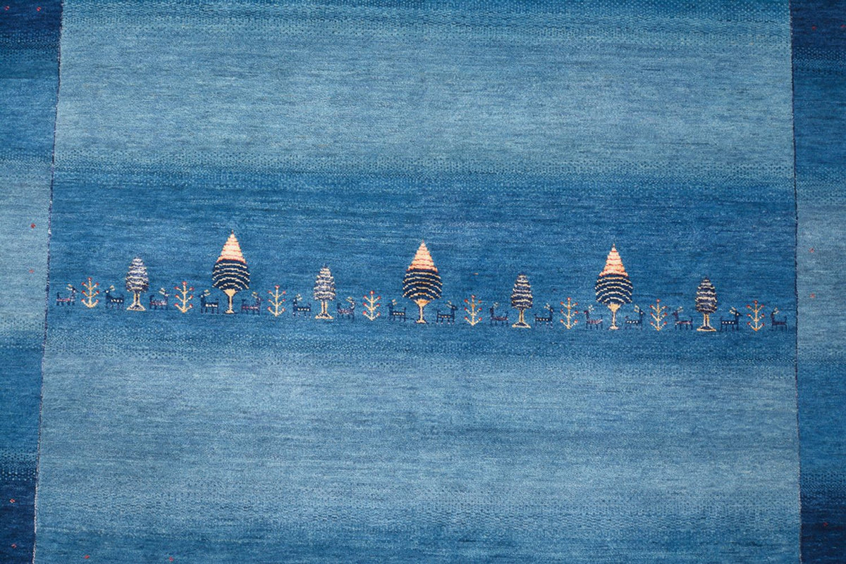 Alfombra Gabbeh - Loribaft Indus - 345 x 247 cm - azul marino