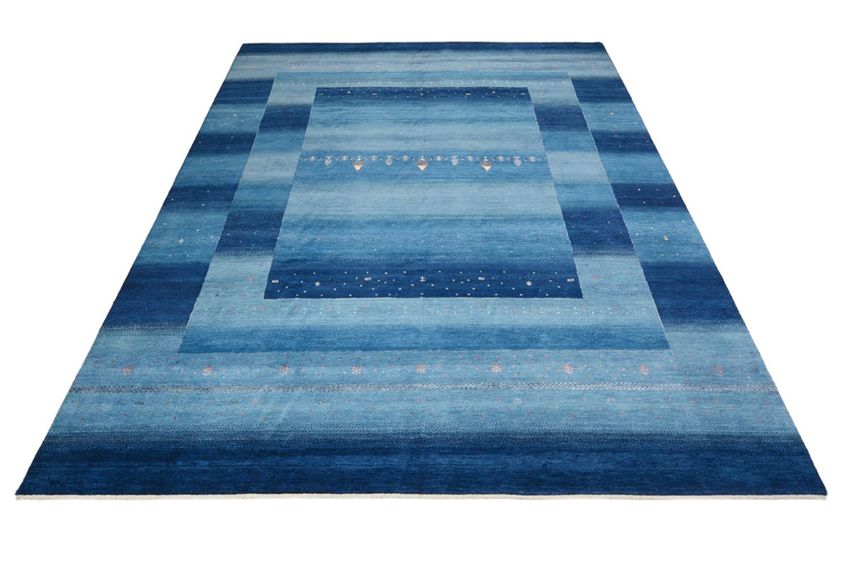 Alfombra Gabbeh - Loribaft Indus - 345 x 247 cm - azul marino