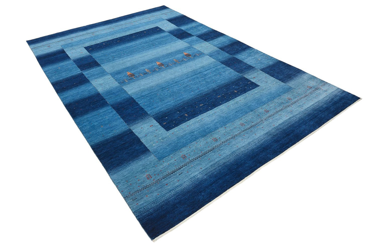 Alfombra Gabbeh - Loribaft Indus - 304 x 204 cm - azul marino