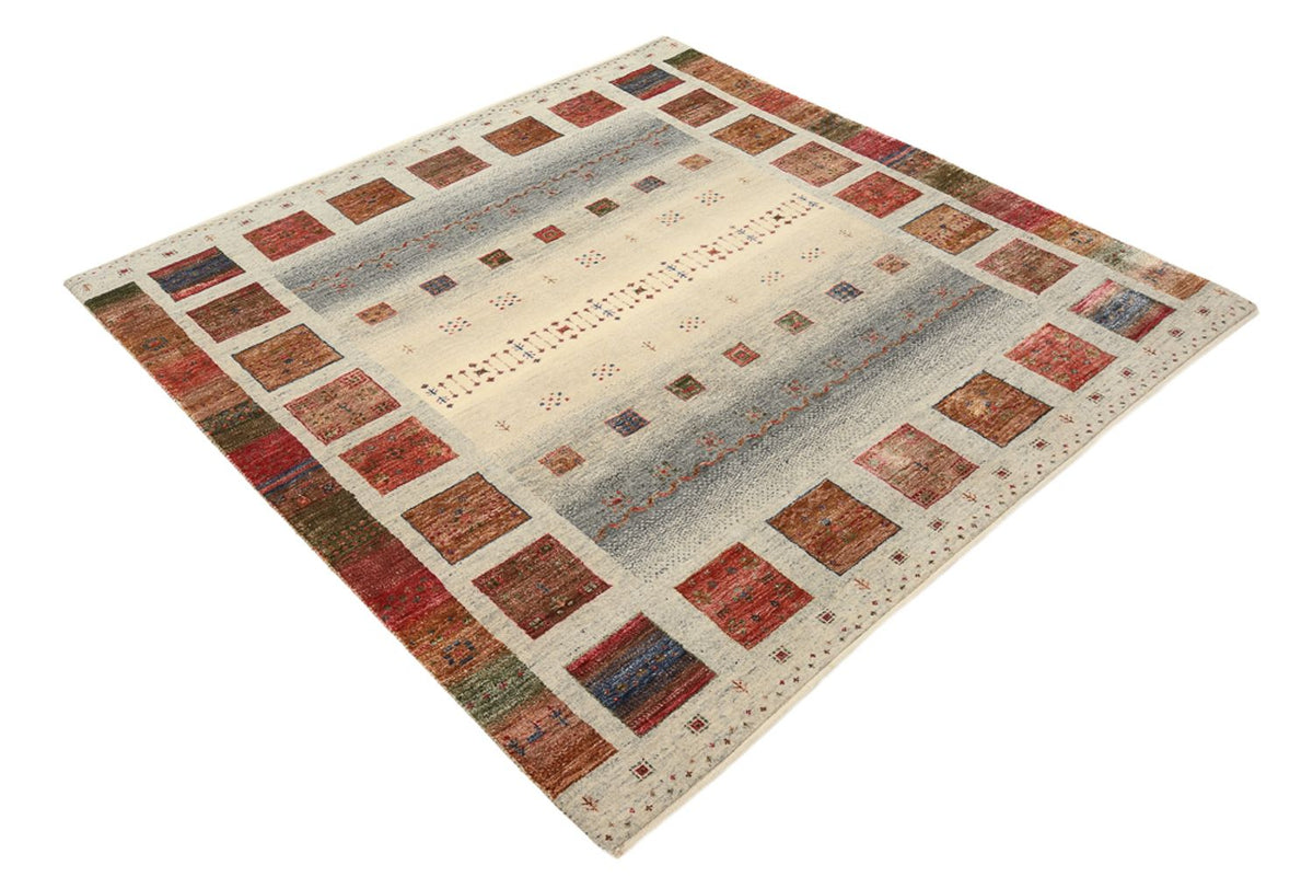 Alfombra Gabbeh - Loribaft Indus cuadrado  - 156 x 156 cm - beige oscuro