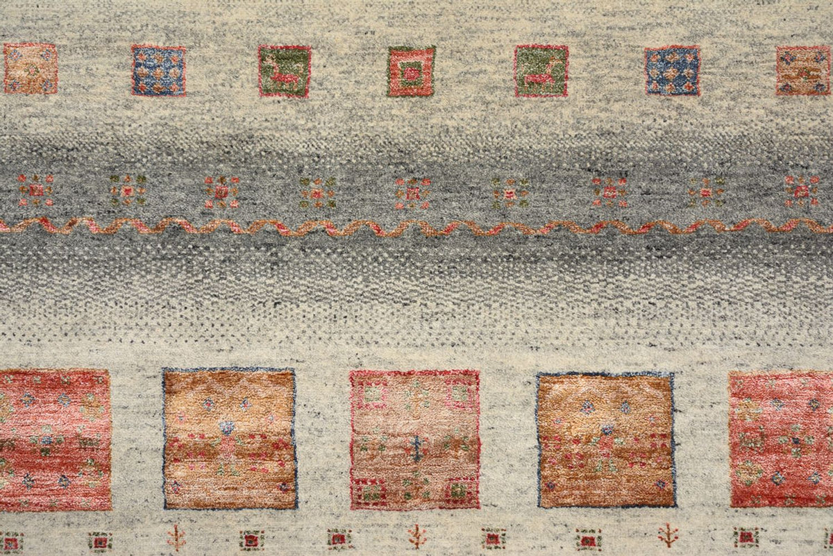 Alfombra Gabbeh - Loribaft Indus cuadrado  - 156 x 156 cm - beige oscuro