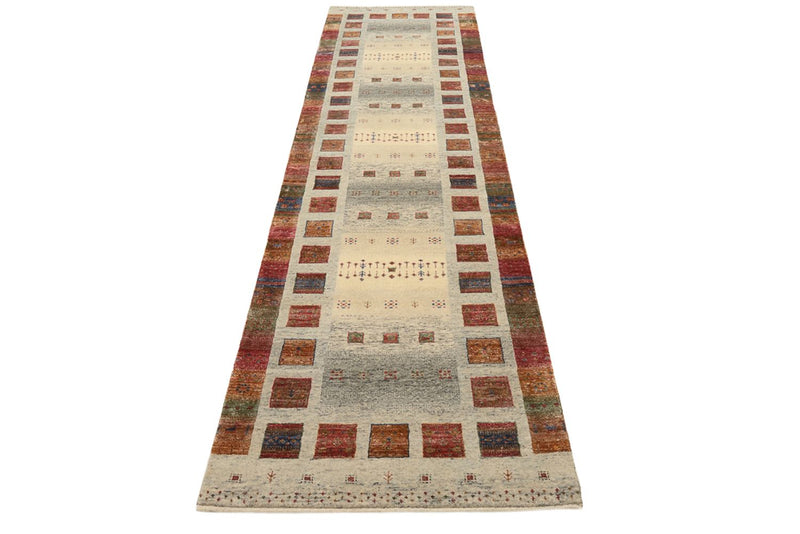 Alfombra de pasillo Alfombra Gabbeh - Loribaft Indus - 306 x 85 cm - beige oscuro