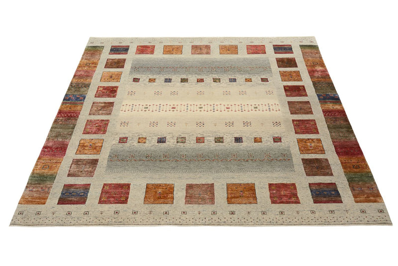 Alfombra Gabbeh - Loribaft Indus cuadrado  - 249 x 248 cm - beige oscuro