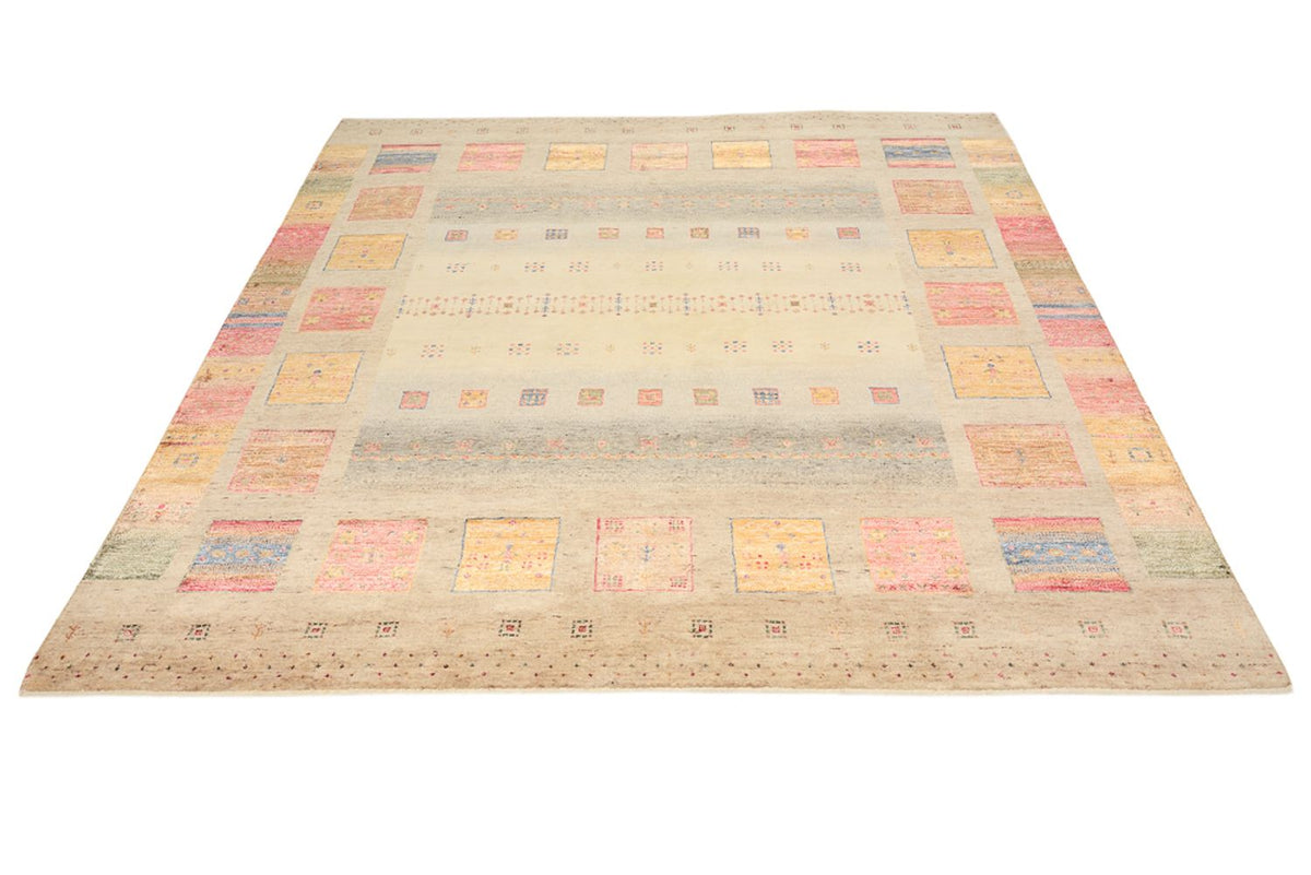 Alfombra Gabbeh - Loribaft Indus cuadrado  - 204 x 202 cm - beige claro