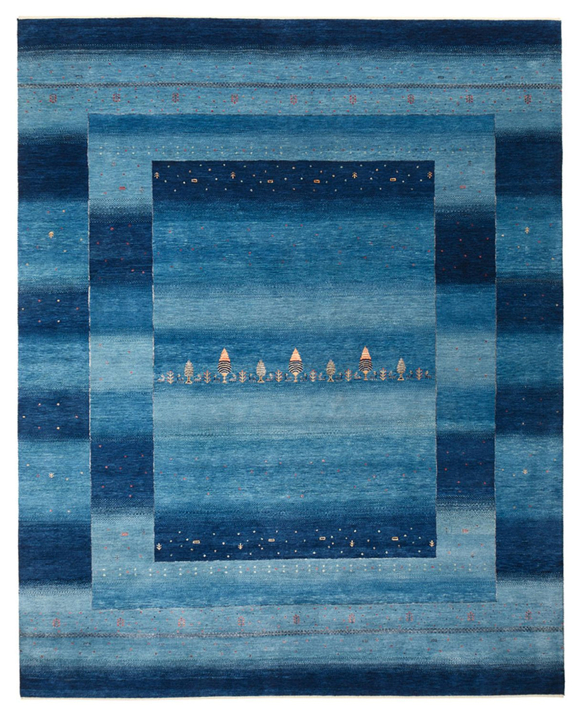 Alfombra Gabbeh - Loribaft Indus - 303 x 241 cm - azul marino