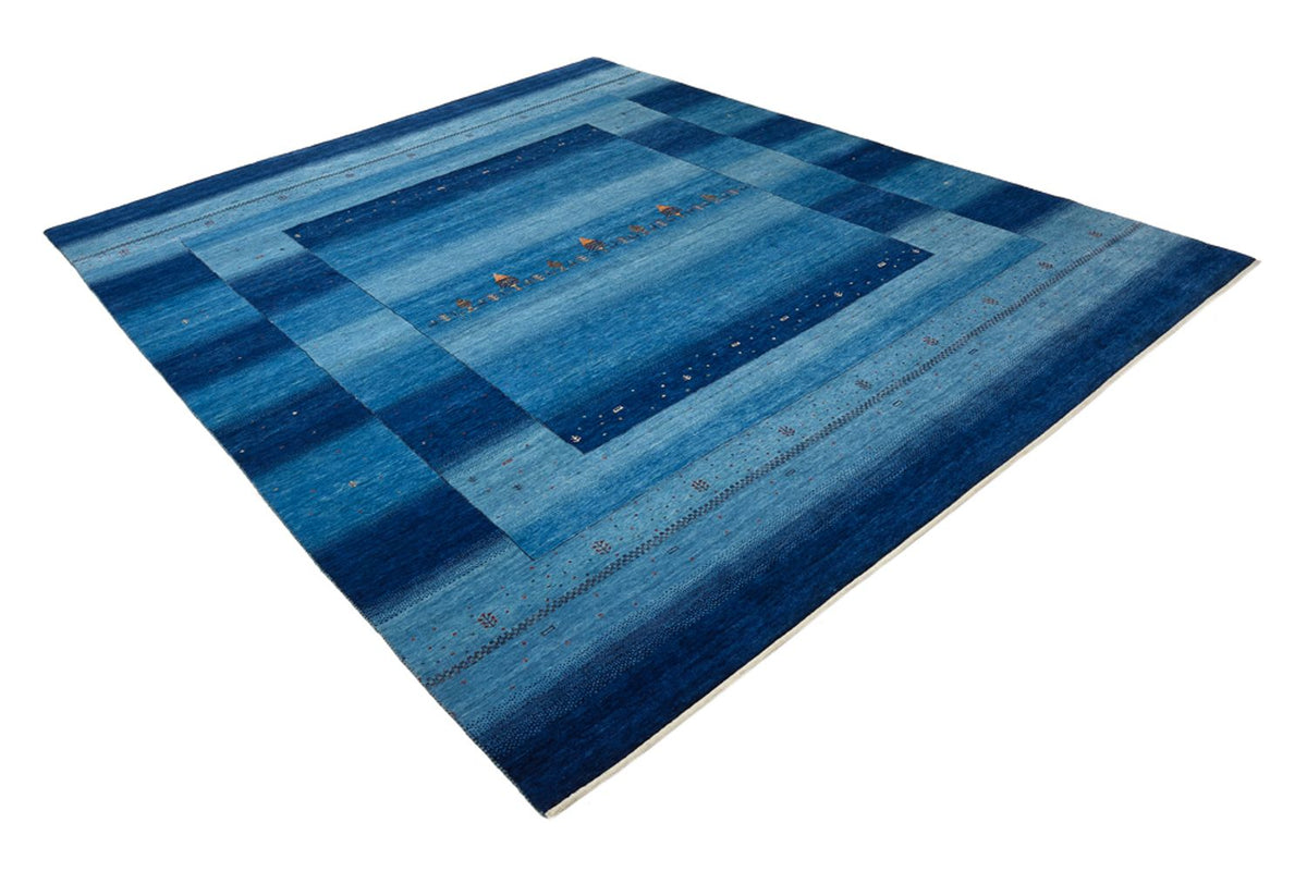 Alfombra Gabbeh - Loribaft Indus - 299 x 250 cm - azul marino