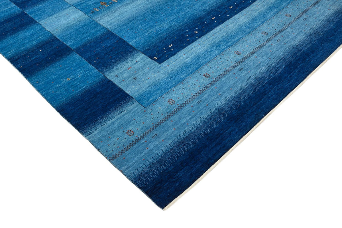 Alfombra Gabbeh - Loribaft Indus - 299 x 250 cm - azul marino